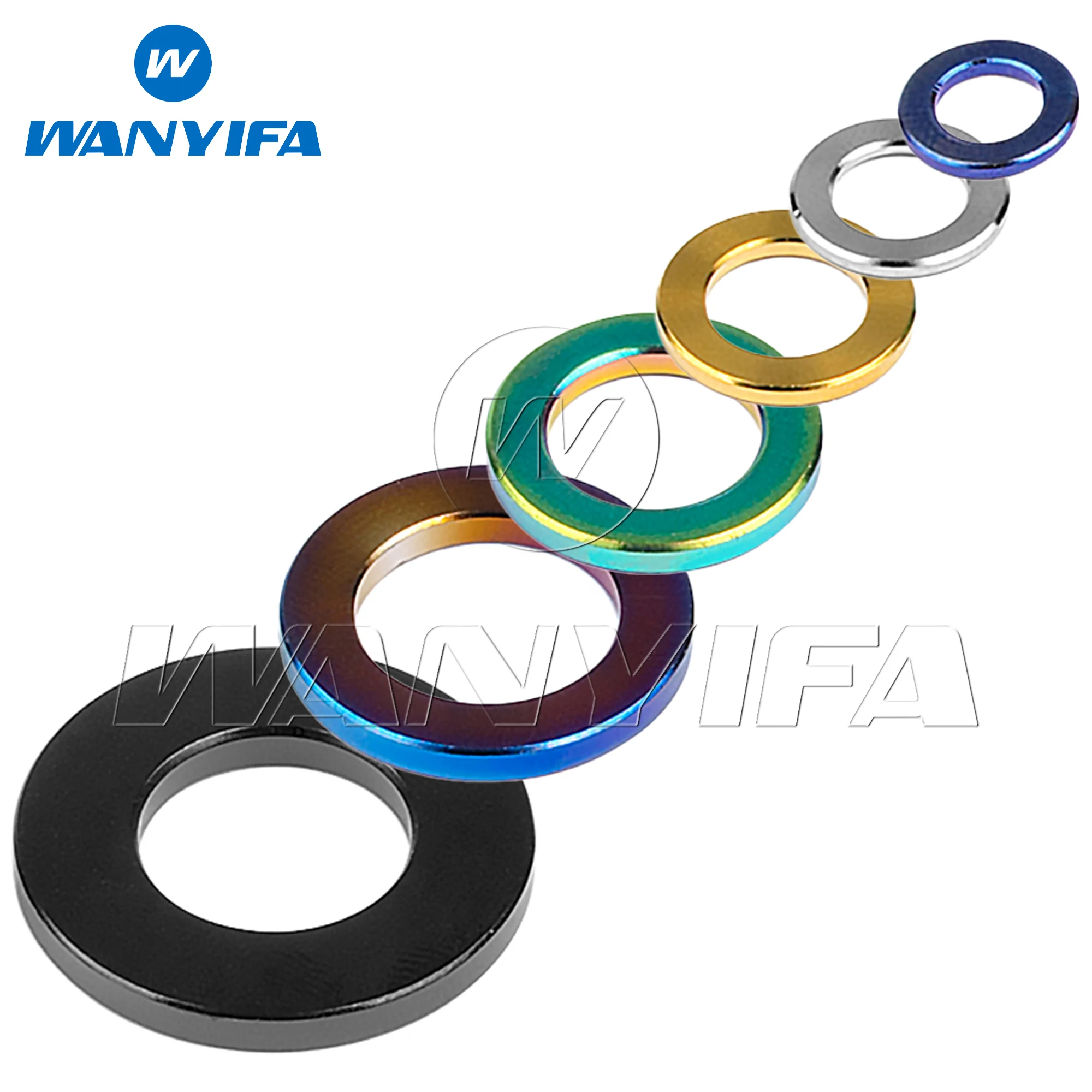 Wanyifa Titanium Washer M3 M4 M5 M6 M7 M8 M10 M12 M14 DIN912 Flat Spacer Gaskets for Bicycle Motorcycle Car Cycling Accessories