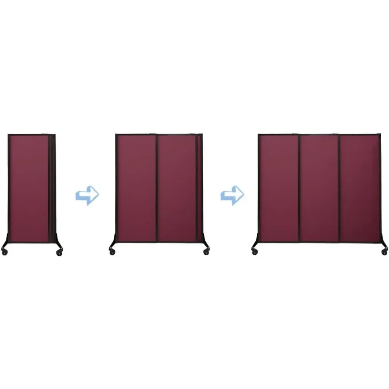 Sliding Portable Partition | Wheels or Stationery Option Durable Privacy Room Divider Screen| Made in USA,7'6