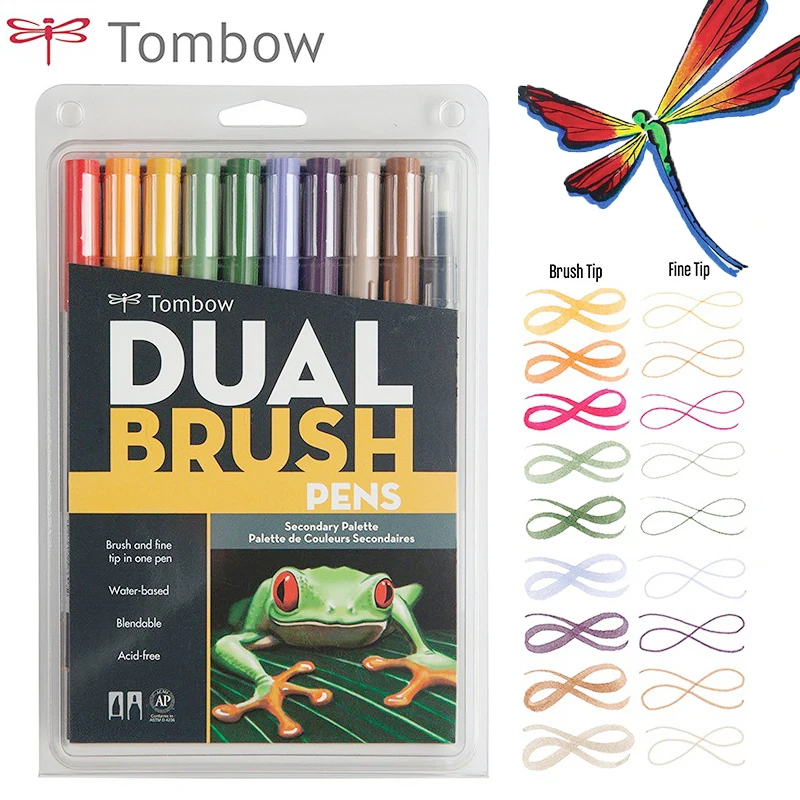 Tombow ABT Dual Brush Pen Art Markers Calligraphy Drawing Pen Set Bright Blendable Brush Fine Tip Watercolor Lettering Supplies