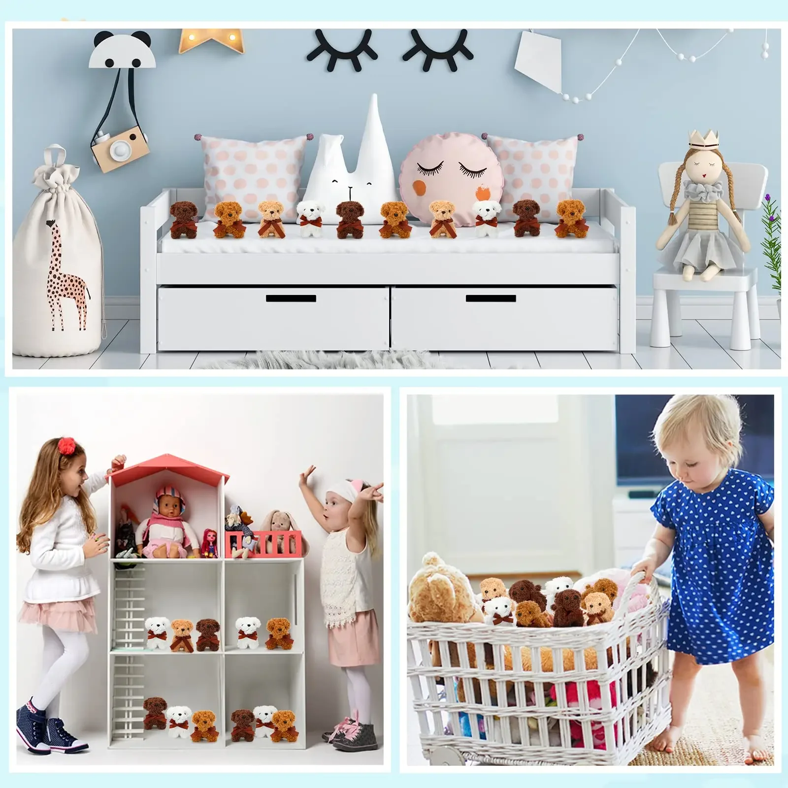 4-24 mini cães de pelúcia em brinquedo de pelúcia em massa favorece filhotes como enchimentos de saco de presente