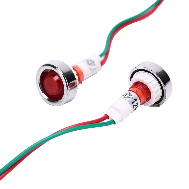 LED 표시등, 파일럿 대시보드 패널 경고등, 12V, 10mm, 유선, 자동차 보트