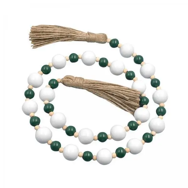 4x Wood Beads Garland Christmas Garland Farmhouse Wall Hanging Xmas Bead Garland for Living Room Vase Birthday Wall Table