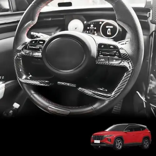 

Накладка на руль из карбона для Elantra CN7, Tucson NX4, Santa Cruz - Декоративная наклейка для интерьера