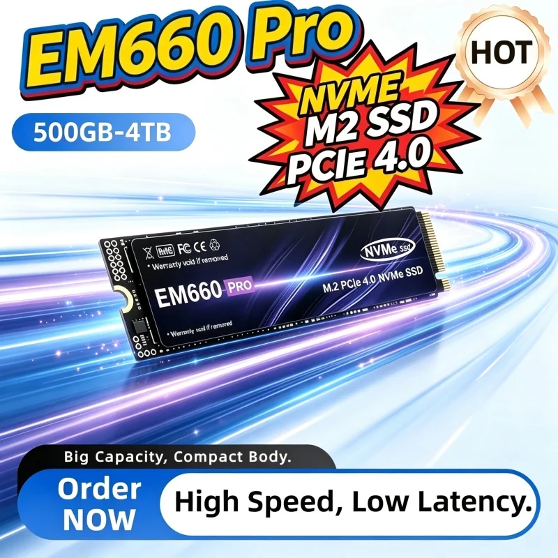 EM660 Pro M.2 SSD Hard Disk 1TB 2TB NVMe M2 SSD 500GB PCIe 4.0 Internal Solid State Drive For Laptop Desktop PC