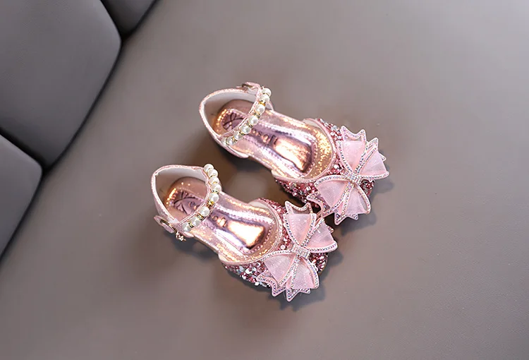 2026 Mädchen Lederschuhe Kinder Spitze Schmetterling Strass Perlen Verzierung Auftrittsschuhe Modische Hochzeitsschuhe für Kinder – Detail 5