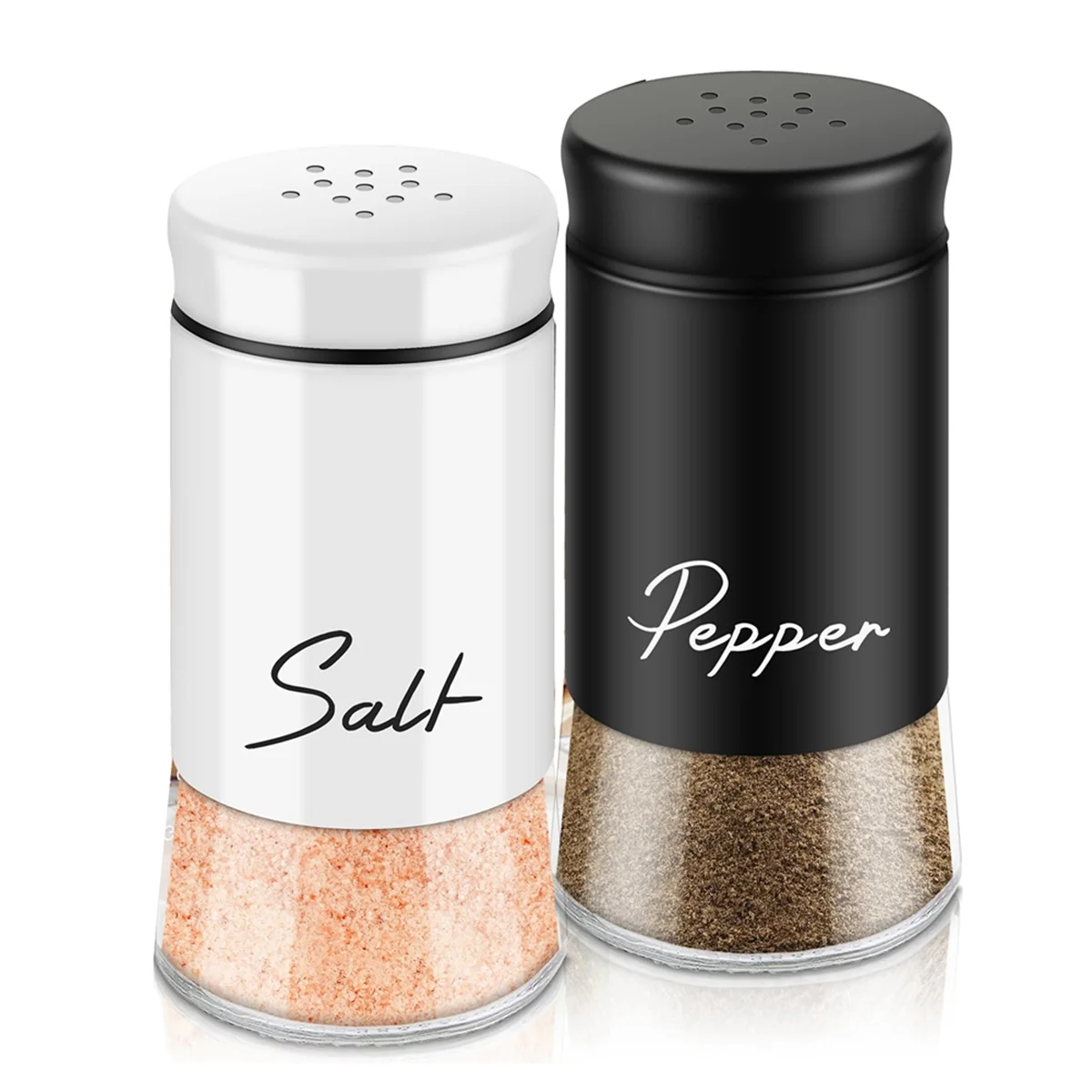 Salt and Pepper Shakers Set with Stainless Steel Lid for Kitchen Gadgets Cooking Spice Dispenser-D