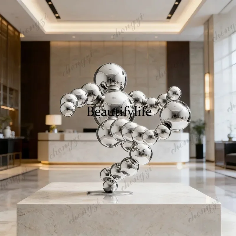 H134  Spirit of football Stainless steel combination ball  villa hotel corridor shop office home interior sculpture ornaments