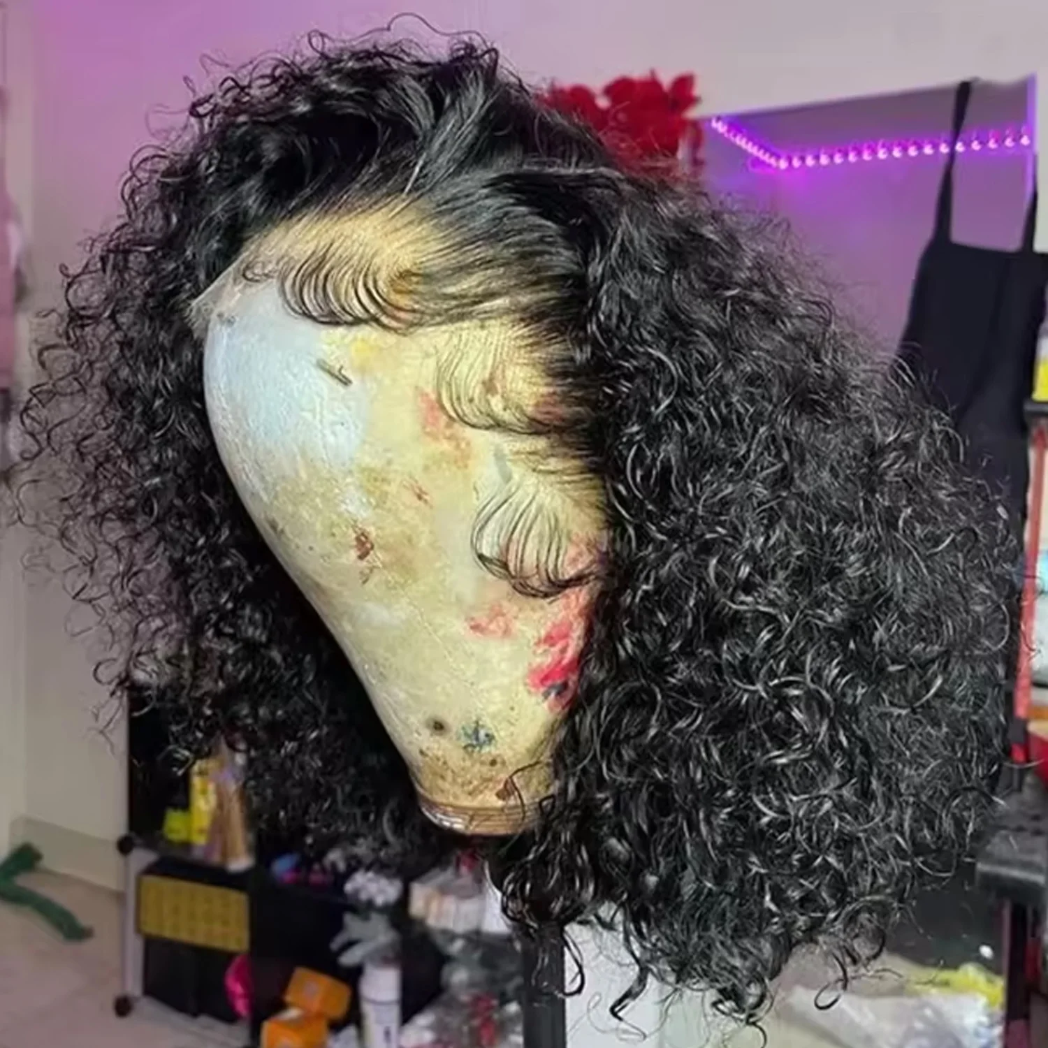 مجعد الدانتيل الباروكة الأمامية قبل قطعها بيرو ريمي 13x6 الدانتيل شعر مستعار أمامي 14 بوصة 16 بوصة مجعد بوب خصلات الشعر المستعار الإنسان للنساء والفتيات #1