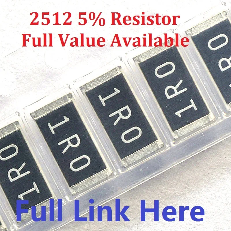 100 buah/lot Resistor Chip SMD 2512 10K Ohm 5% 0R ~ 1M 0R 1R 10R 68R 100R 220R 330R 470R 560R Ohm 1K 2.2K 4.7K 91K 100K 0.002 Mr