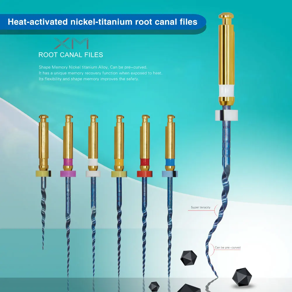 

MBM Dental Root Canal File 6 PCS Use Rotary Heat Activated Endodontic Nitinol Files Universal for 16:1 Contra Angle Handpiece