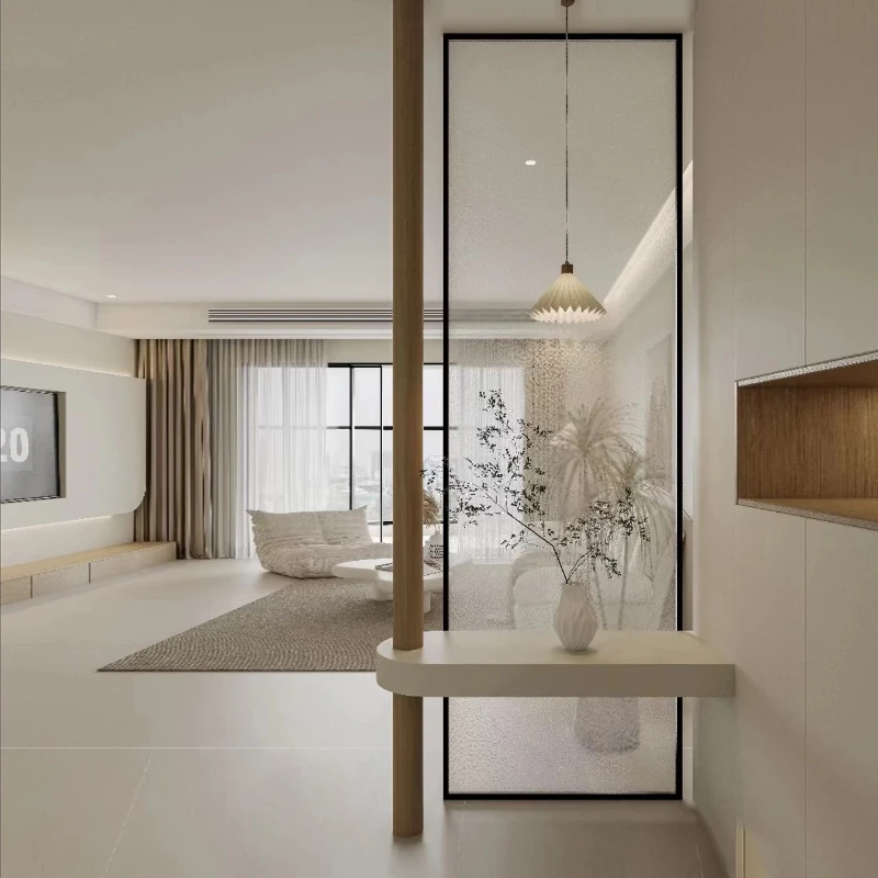

Simple screen modern living room new Chinese-style entrance door entrance Changhong glass water ripple Japanese-style front