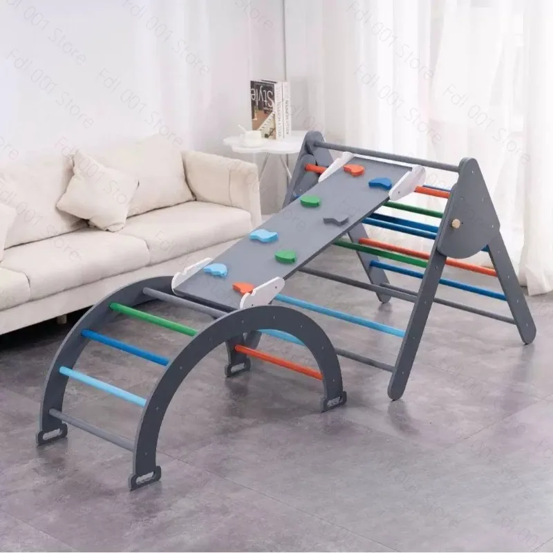 Home Indoor Children's Wooden Climbing Frame Bedside Wooden Climbing Toys Indoor Triangle Solid Wood Ladder