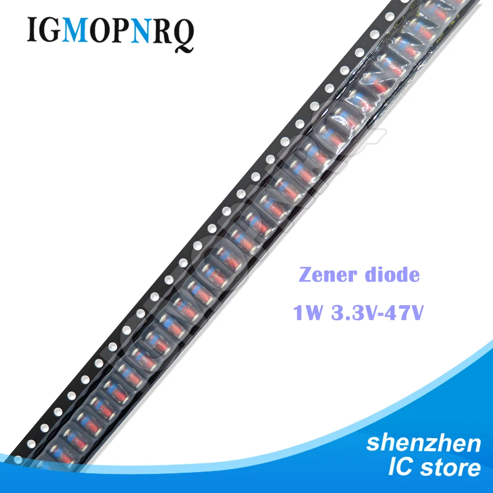 الصمام الثنائي SMD Zener ، 1W ، V-47V ، من من من V ، من V ، V ، V ، 12V ، 15V ، 16V ، 22V ، 24V ، 30V ، 33V ، 39V ، 43V ، ZM47 ، 20 x series