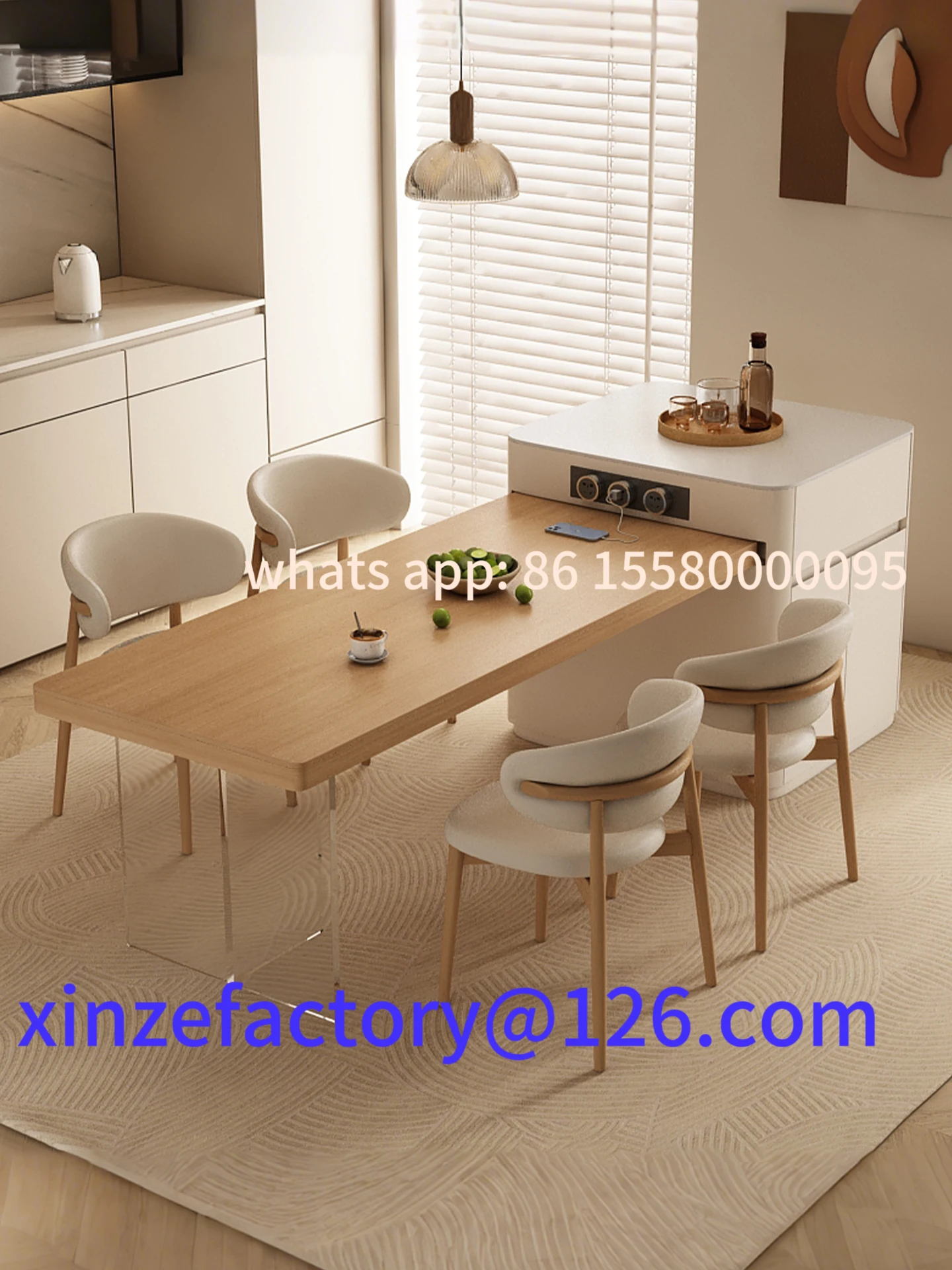 Anpassbarer Log-Insel-Esstisch mit integrierter Bar