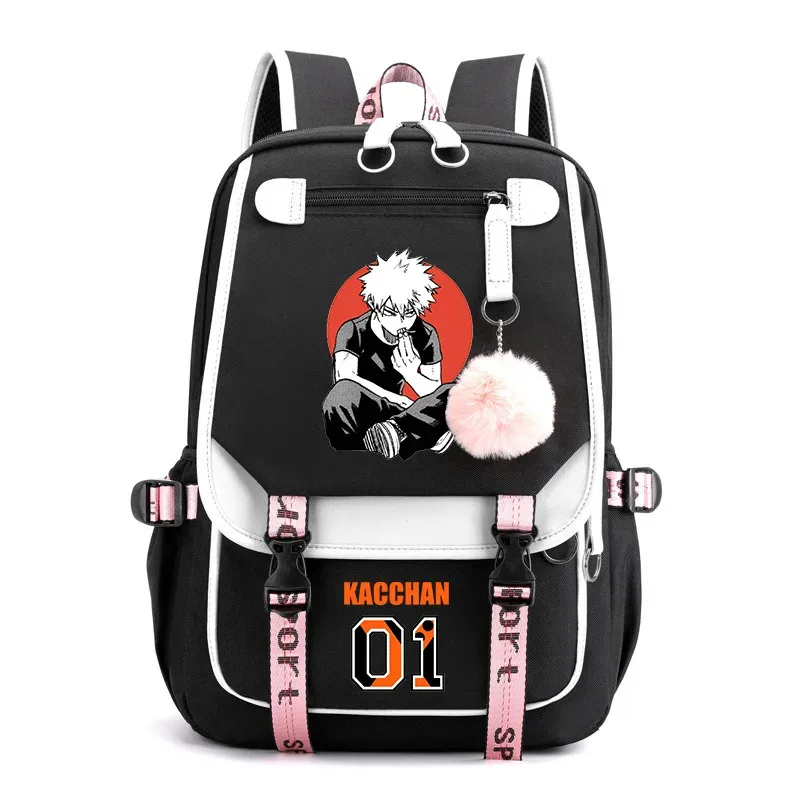 Popular Anime Bakugou Katsuki Cool Pattern Backpack Teenage Street USB Flow Backpack High Quality School Backpacks