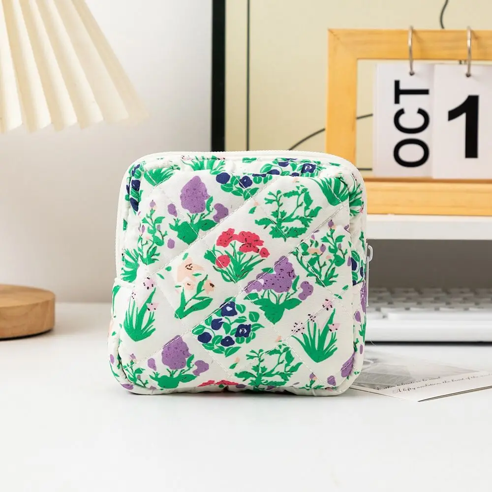 Monedero Floral portátil, bolsas de almacenaje de pañuelos sanitarios multifuncionales de gran capacidad, bolsa de cosméticos