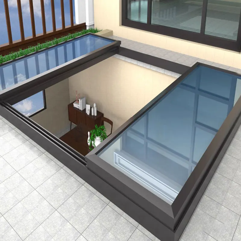 

Villa insulating aluminum double-layer tempered glass wide field of view electric parallel sliding skylight