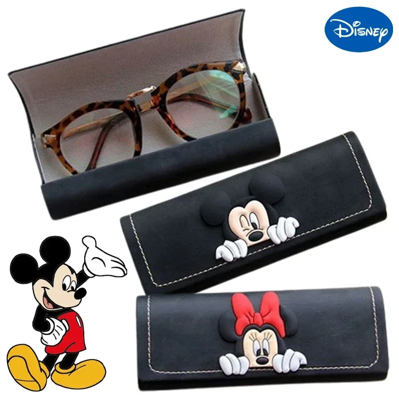 Disney Mickey Glasses Case Anime Leather Men Women Sunglasses Myopia Presbyopia Storage Box Portable Anti-Pressure Hard Box Gift