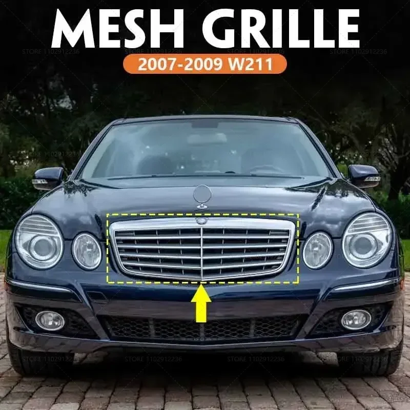 Для 2007-2009 W211 Mercedes Benz E320 E350 E550 E63 AMG передние верхние гоночные грили сетка средняя сетка базовый радиатор 2118801783