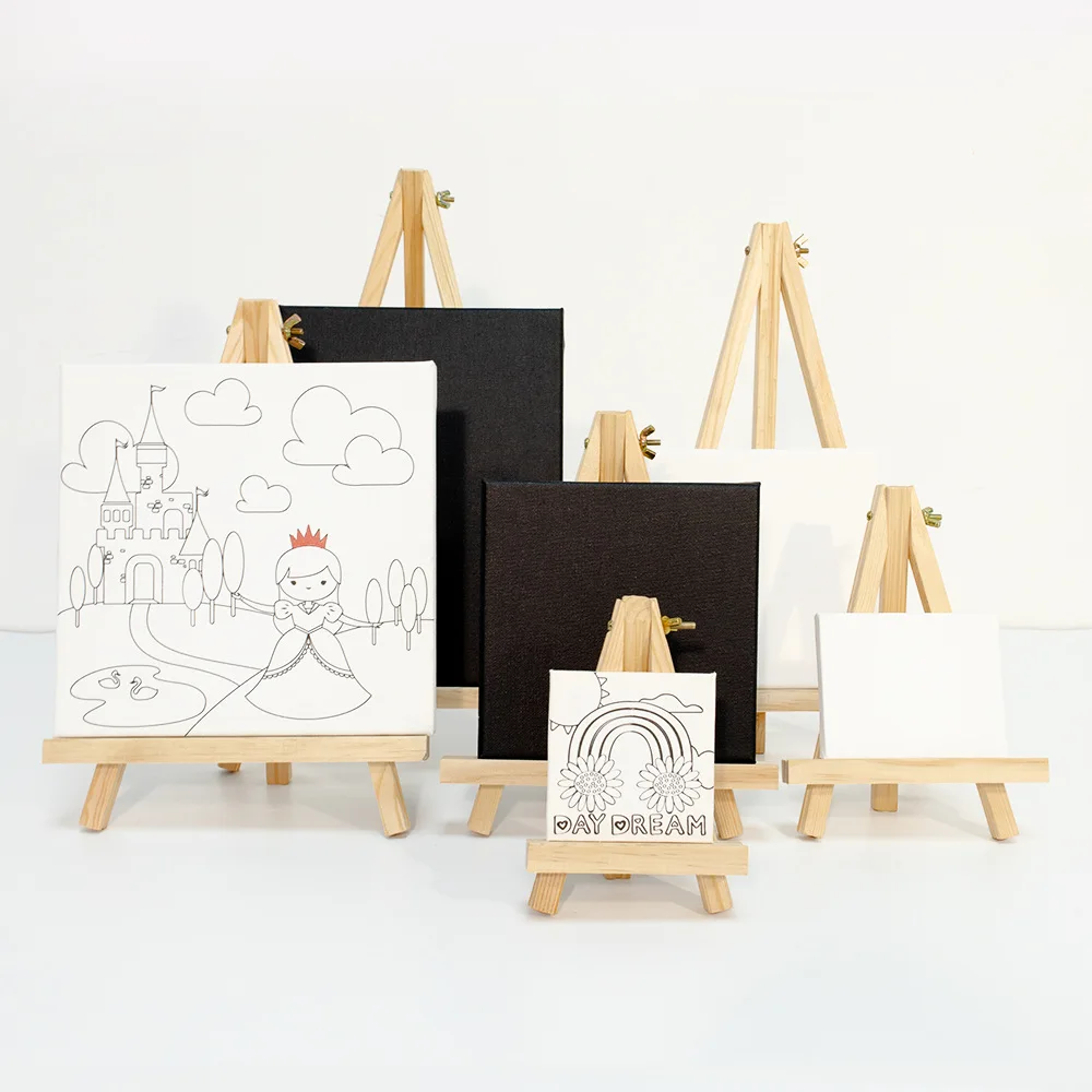 Mini Easel Artists Mini Shelf Canvas Set Desktop Painting Kids Craft DIY Drawing Small Table Tripod Easel Display Holder Wood