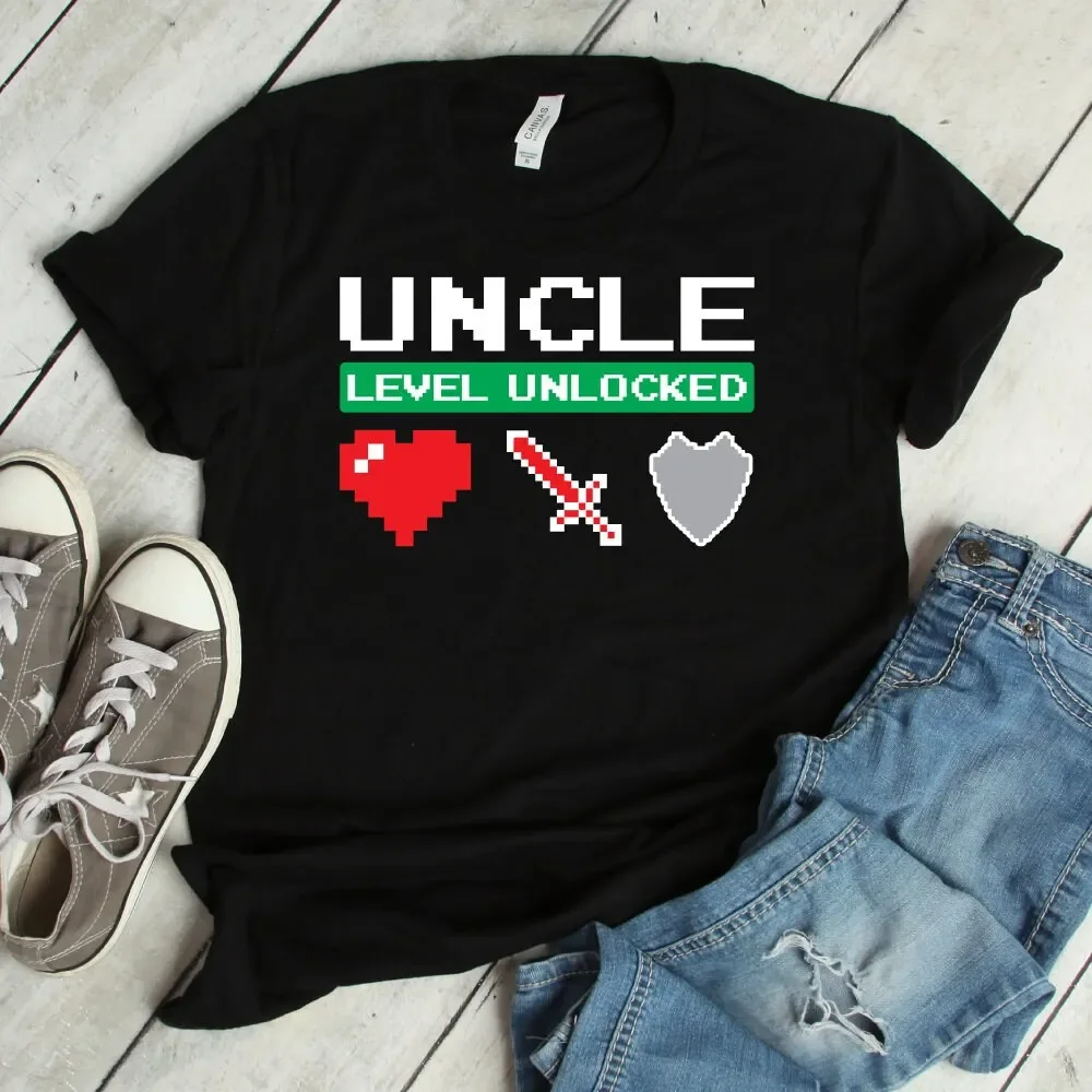 Uncle Level Unlocked Gamer T Shirt achievement gift for