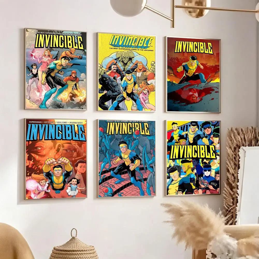 Cartoon Invincible Poster Poster Trendy Aesthetic SelfAdhesive HD Wall Decor Home Café Bedroom Room Decoration Gift