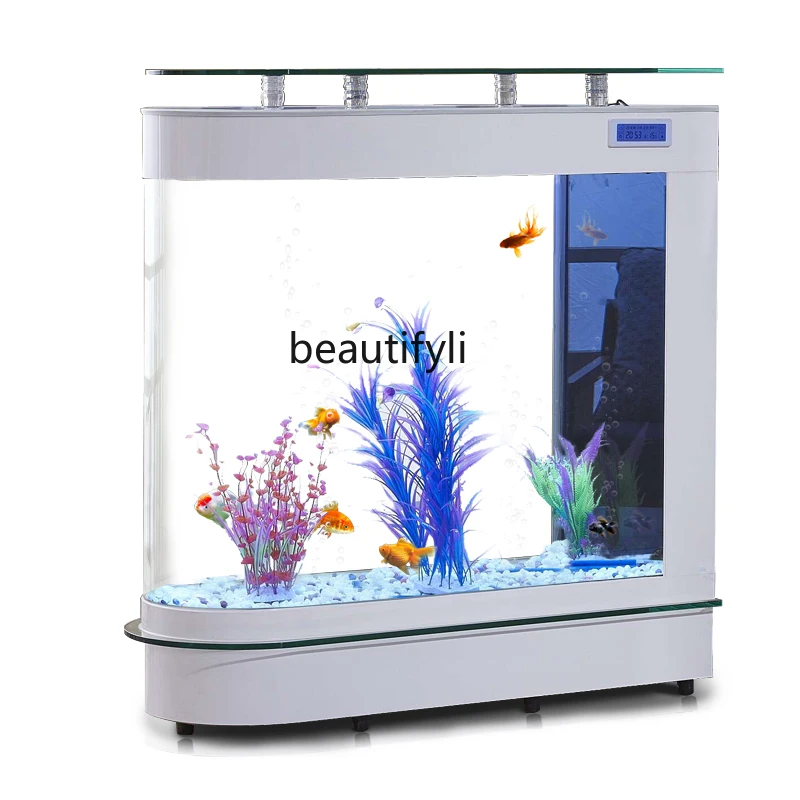 

Bullet Fish Tank Living Room Home Medium Aquarium Glass 1.2 M Change Water Ecological Floor Screen Fish Tank