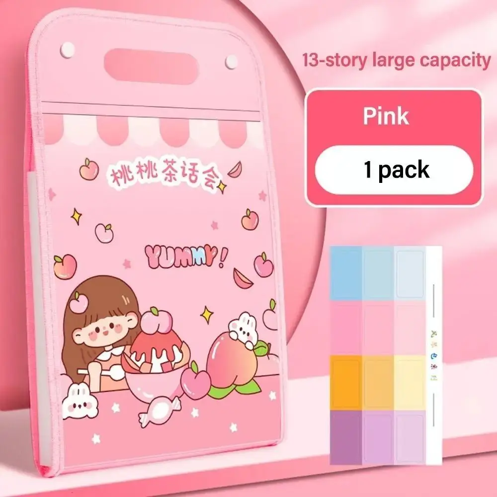 

Large Capacity Handheld A4 File Folder Waterproof with Index Stickers Student Homework Orginizer INS 13 Pockets