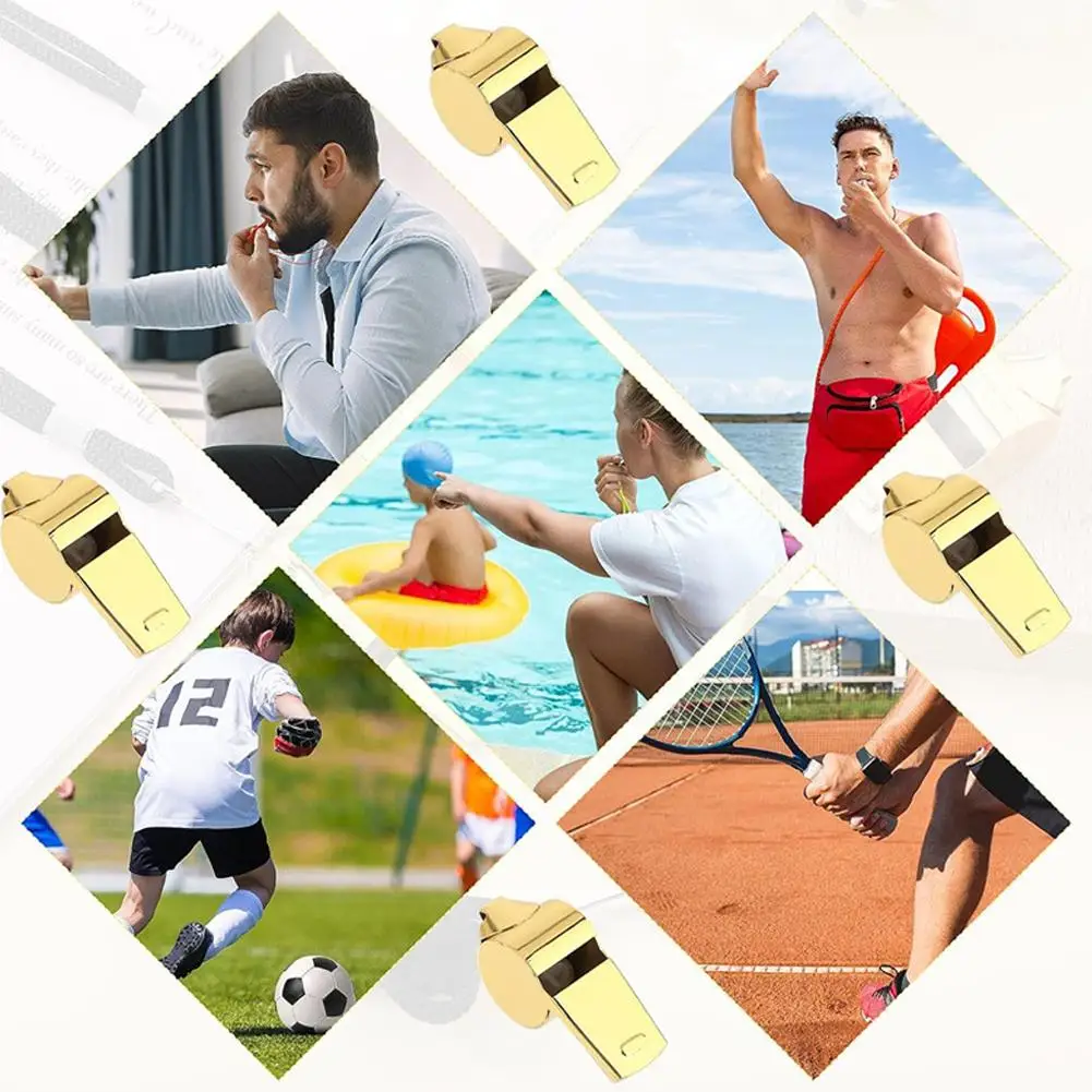 1 حزمة الصلب صافرة صفارات معدنية بصوت عال مع الحبل الحكم المهنية صافرة حراس الإنقاذ بقاء الرياضة #2