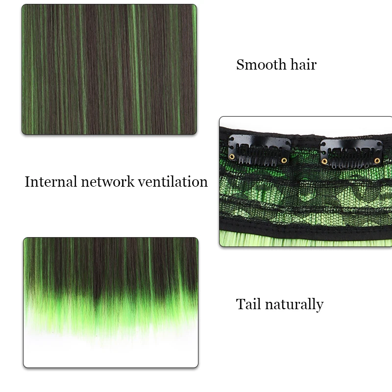 1pc Clip-In Hair Extensions with 5 Clips，Multiple Colors Heat-Resistant Synthetic Fiber Long Straight Hairpiece for Women