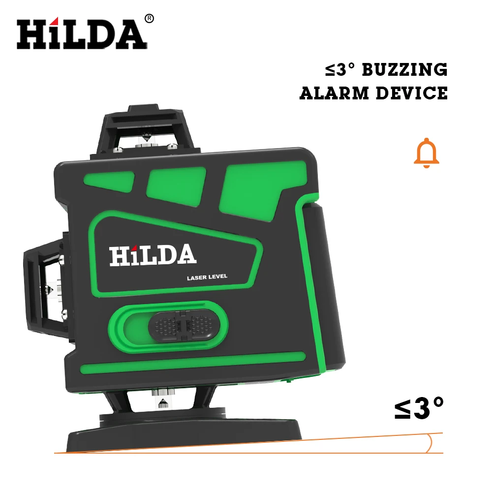 HILDA Laser Level Self-Leveling 360 Horizontal And Vertical Cross Super Powerful Green Laser Beam Line 3D /4D