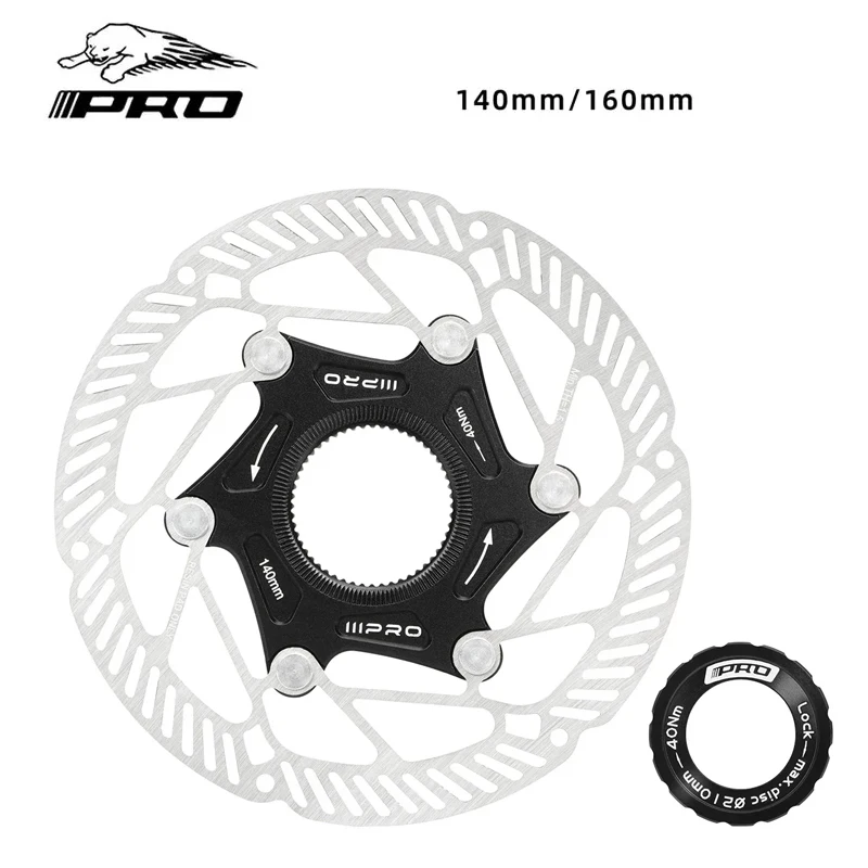 IIIPRO Ultra-Light Bicycle Brake Rotor 140mm/160mm Hollow High-Strength Steel MTB/Road Bike Center Lock Disc Brake Rotors