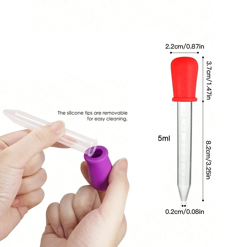 2/5/10PCS Radom Color Droppers 5ml Clear Scale Silicone Pipette Dropper Feeding Medicine School Lab Experiment Liquid Transfer