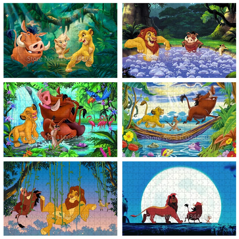 Disney The Lion King Simba Puzzle 300/500/1000 Pieces Timon & Pumbaa Hakuna Matata Jigsaw Puzzles Handmade Toys for Children