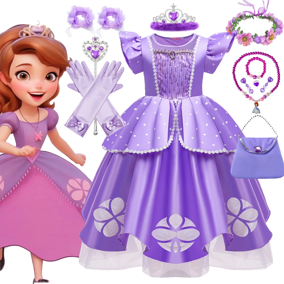 Prinzessin Sofia Kleid Kostüm für Mädchen Prinzessin Kleid Party Vestidos Luxus Party führte Leucht kleid Karneval Anime Filmrolle