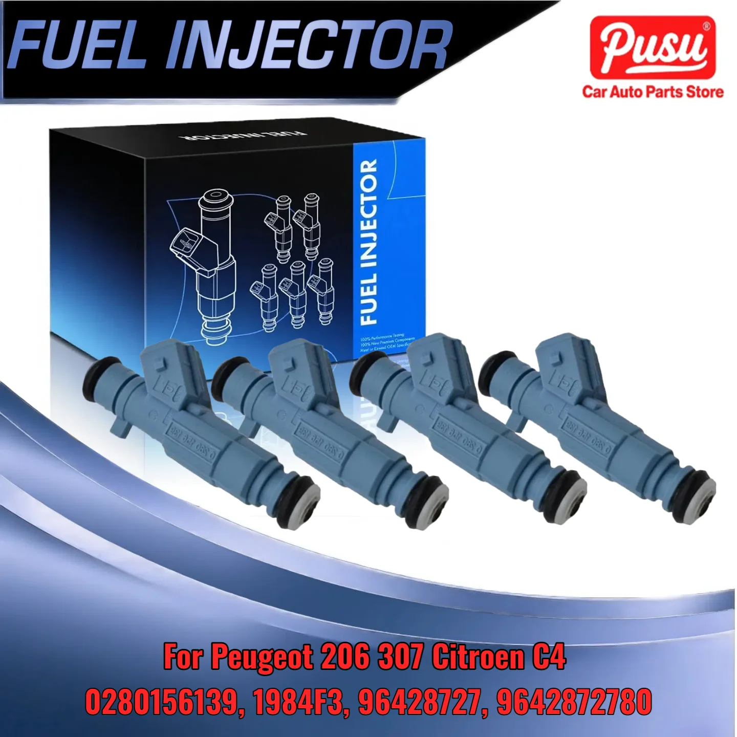 

4PCS New Replacement Injectors for Peugeot 206 307 for Citroen C4 Replaces 0280156139 1984F3 96428727 9642872780