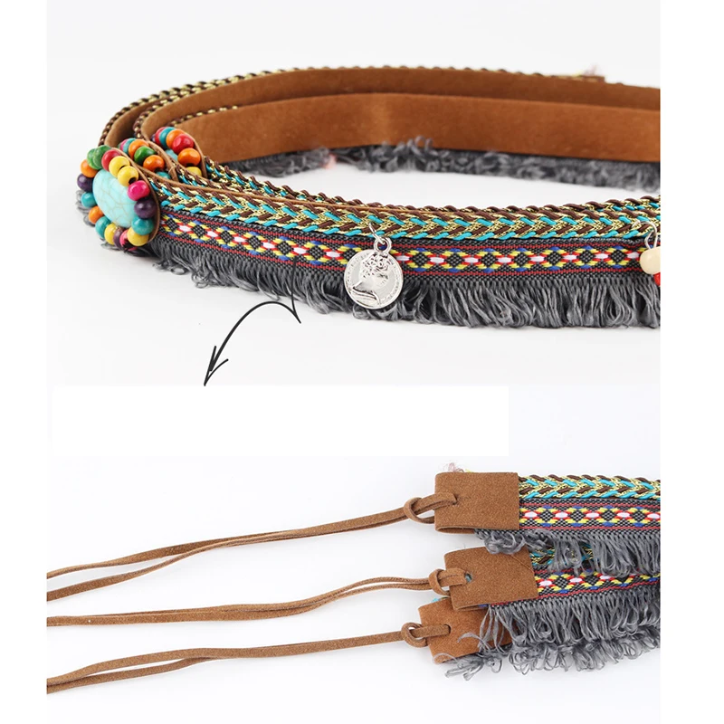 Ethnic Colorful Beads Necklace for Women Boho Turquoises Choker Necklaces Cotton Tassel Jewelry On The Neck Clothes Accessories