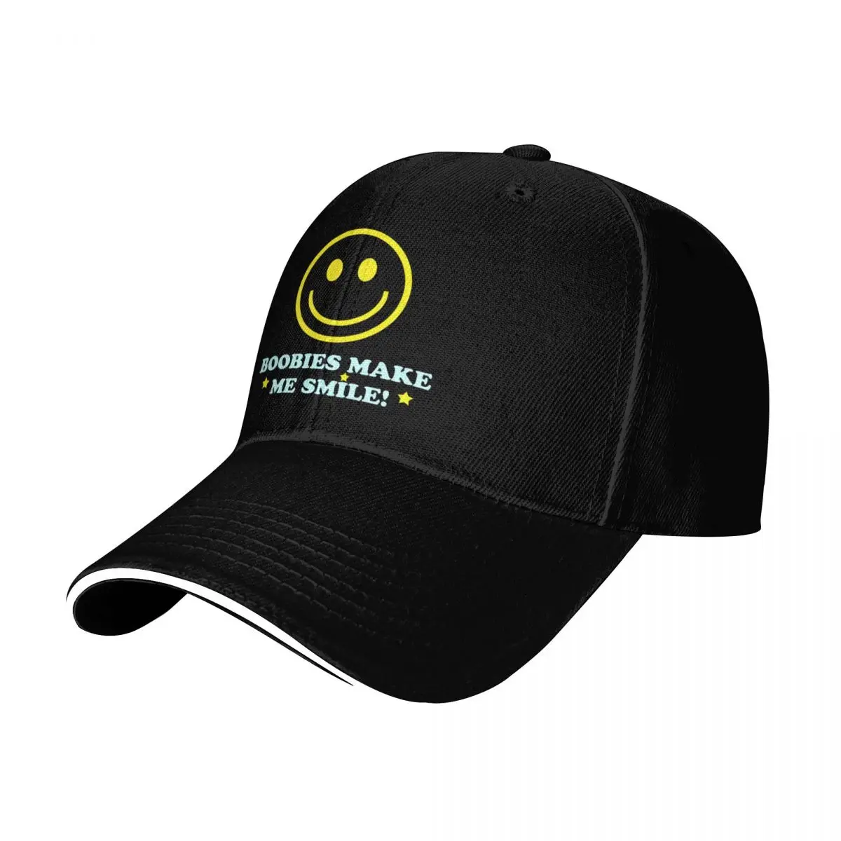 Boobies Make Me Smile Dark Baseball Cap Six Panel Structured Crown Sun Protection UPF 50+ Breathable Mesh Back