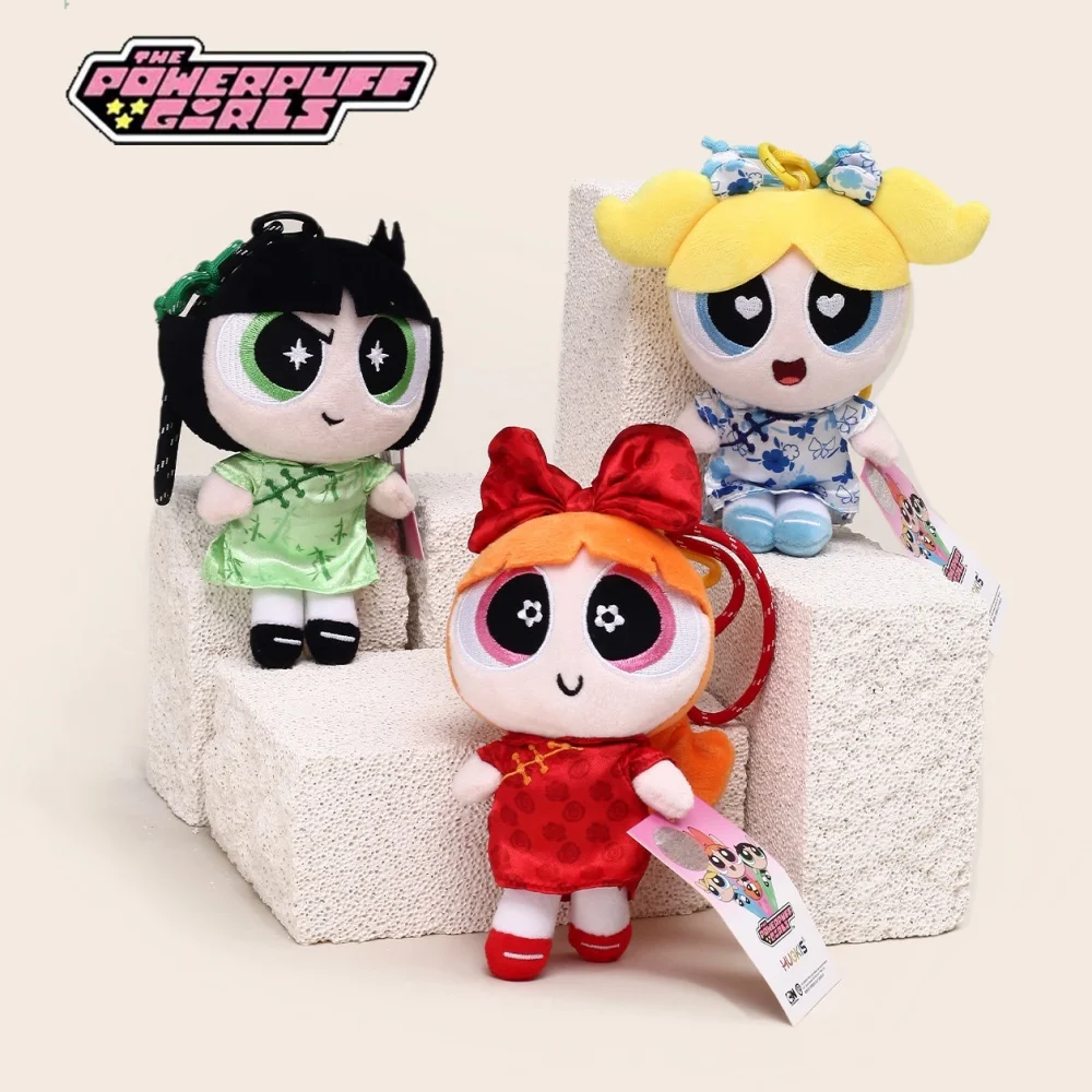 

Аниме The Powerpuff Girls Blossom Cheongsam-стиль плюшевая кукла Kawaii Bubbles рюкзак с чашкой-бабочкой декоративные куклы рождественские подарки