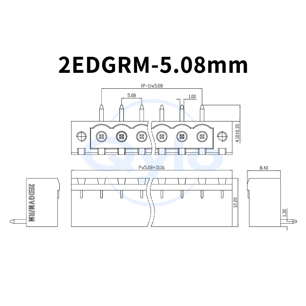 (10 pcs) KF 2EDGRM - 5.08mm lug-type socket plug-in terminal block 2~24P bent-pin socket 15EDGRM 5.08