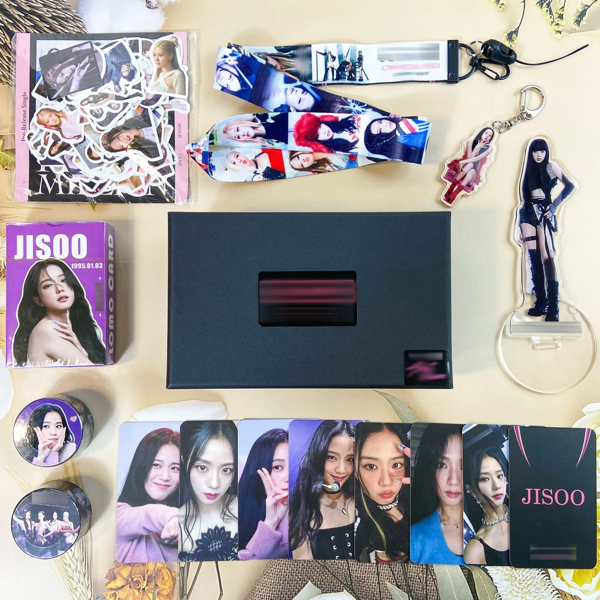 Gifts Set Kpop Album Photocards JISOO JENNIE LISA ROSE Collectible LOMO Card Set Stickers Standing Plate Fans Collection