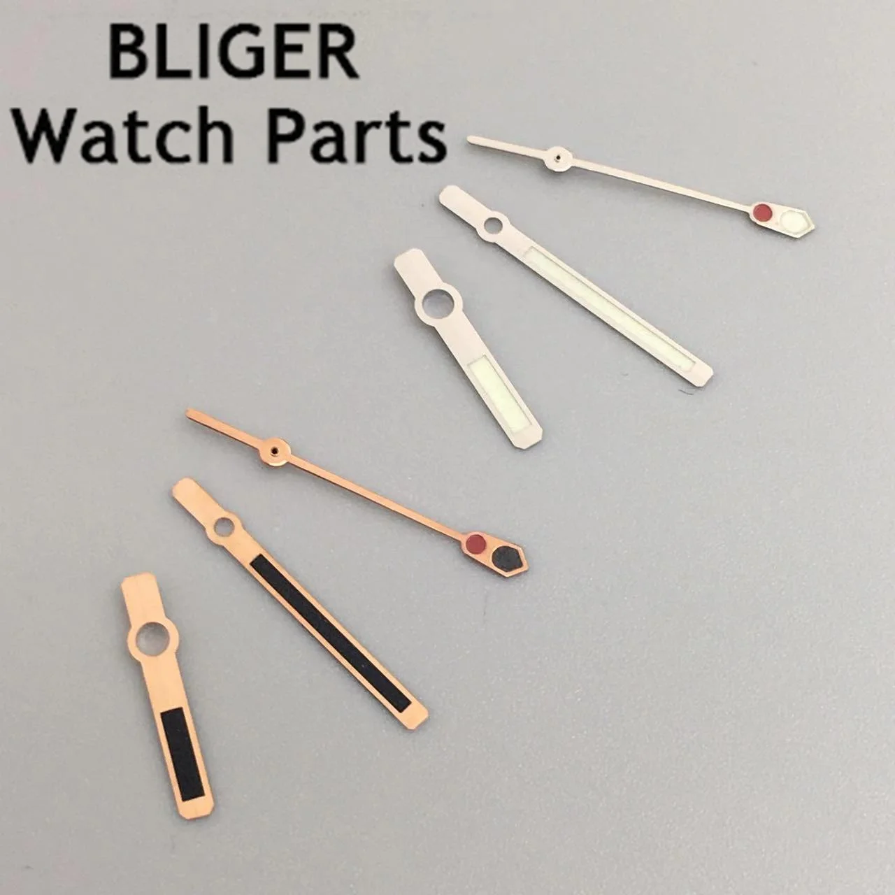 BLIGER silver rose gold watch hands green luminous hands fit NH35 NH36 movement
