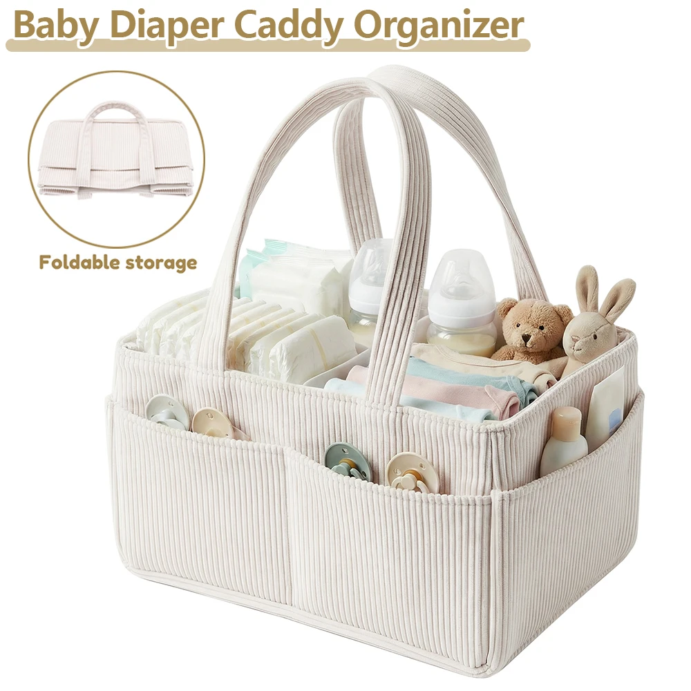 Baby Nursery Shelves - Large Capacity Diaper Bag Corduroy Portable