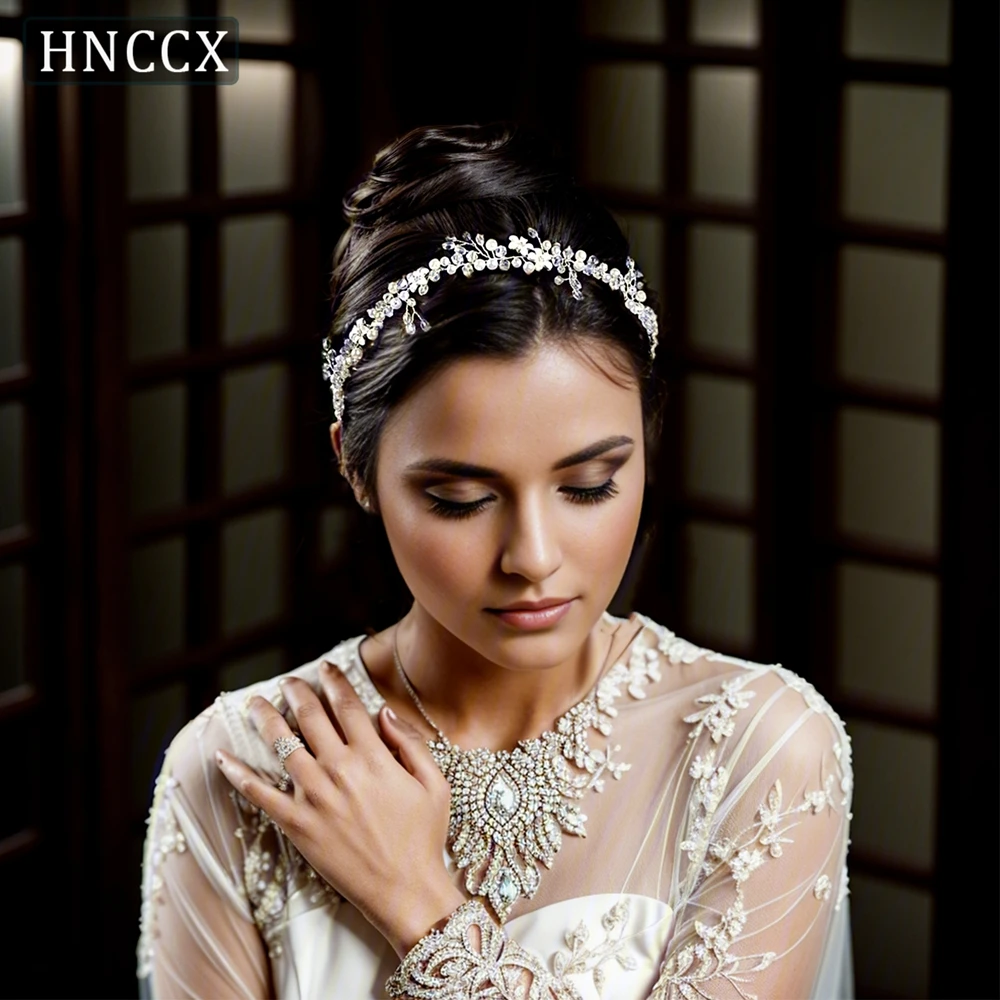 

HNCCX Headbands For Elegant Woman Hair Pearl Crystal Wedding Hair Accessories For Women Bride Tiara Headband Hair Hairband CP347