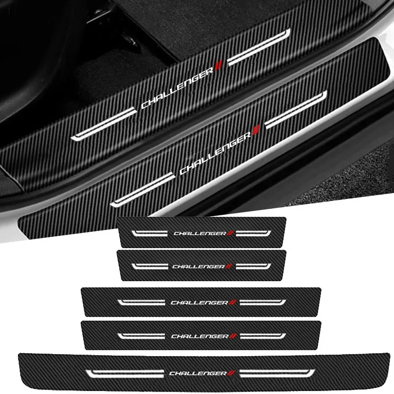 For Dodge Challenger Logo Rear Trunk Bumper Suffer Trim Tape Films Car Door Sill Guard Water Proofing Stickers Auto Accessories