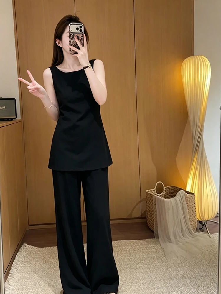 

High Waist Straight Leg Casual Pants Women's Black Versatile Drapey Summer 2026 New Small Size Illusory Tall Slim Wide Leg Pants