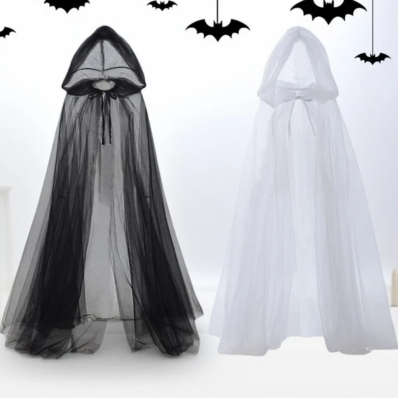 Płaszcz z kapturem ducha, narzutka na ramię, szata wiedźmy na Halloween, scenariusz zabójczy, sekretny pokój ucieczkowy, poliester, wiosna 2025