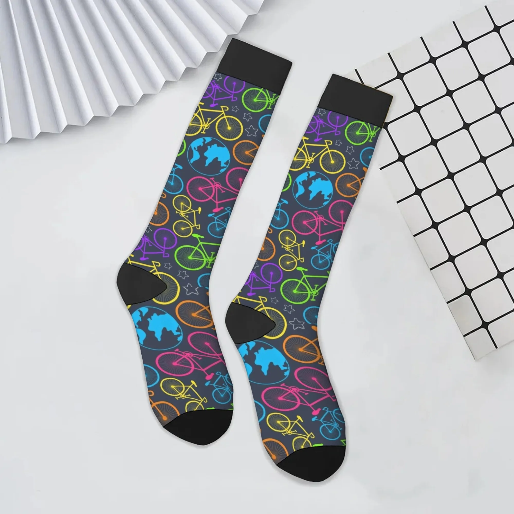 عناصر الدراجات الملونة، جوارب نسائية، جوارب هيب هوب للشارع، جوارب جري مريحة ومسامية وغير قابلة للانزلاق