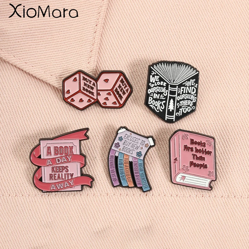 Book Are Better Than People Enamel Pins  Reading Quote Excuses to Buy New Books Brooches Lapel Badge Jewelry Gifts for Friends