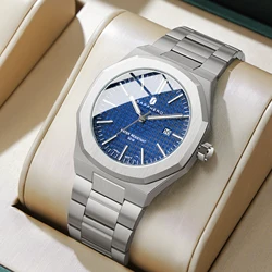SAPPHERO Luxury Business Men's Watch Stainless Steel Waterproof Watch For Men Glowing Hand Date Function Tough Men Gift Watch